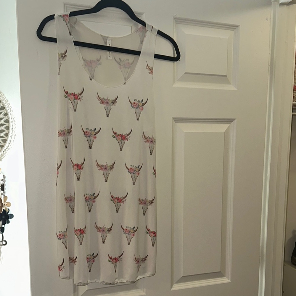 Floral Bull Skull Tank Top